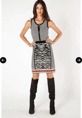 Hale Bob Ledi Jacquard Knit Dress Front Zipper Size Small - Image 1 of 4