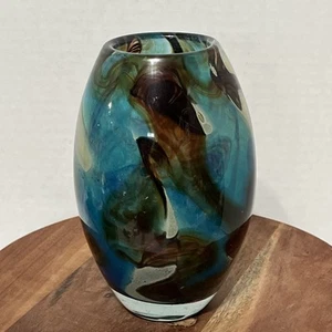 Vintage 1970s Mdina Michael Harris Tiger Glass Art Vase Maltese Signed 6.75” - Picture 1 of 6