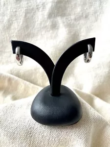 14ct White Gold Plain Hoop Earrings - Picture 1 of 4