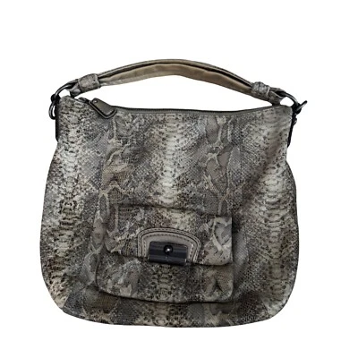 Coach Bag Kristin Python Snakeskin Print Shoulder Purse Handbag Neutral Hobo - Image 1 of 4