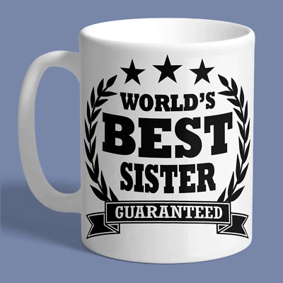 WORLDS BEST SISTER MUG Ceramic Coffee Tea Cup Printed Funny Birthday Gift New