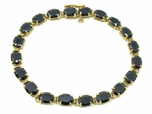 Bracciale oro giallo 14 kt ovale onice nera 6,75" 20 pezzi onice - Foto 1 di 5