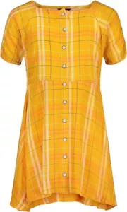 Tommy Hilfiger Girls Dress Size M 8/10 Yellow Plaid Short Sleeve Button Front - Picture 1 of 17