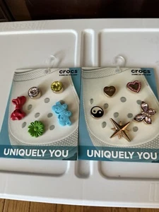 NEW Stylish GEM Pink Gold 2 Packs 5-Piece each Crocs Jibbitz Fun Charms - Picture 1 of 4