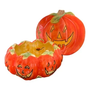 Susan Winget Halloween Kürbis Keramik Keksplatte Teller & Süßigkeitenschale Set - Bild 1 von 10