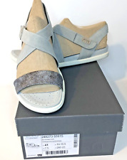 ECCO Comfort Sandal 10-10.5 Gray Leather w/Bronze 248273 EU 41 Damara Crisscross