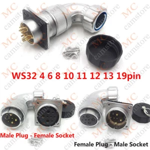 WEIPU WS32 4-19Pin Bulkhead Aviation Plug and Socket,Elbow Industrial Connector - Picture 1 of 12