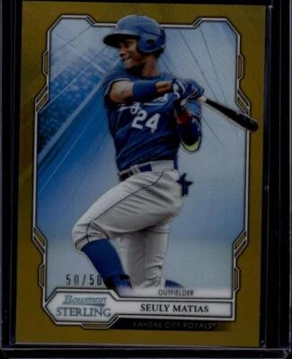 2019 Bowman Sterling Prospects Refractors Gold #BPR-35 Seuly Matias 50/50 Royals - Image 1 of 2