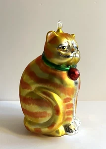 Dept 56 Vidrio Mercurio Naranja Amarillo Gato con Cuello Campana Rojo Pintado Adorno NAVIDAD - Imagen 1 de 8