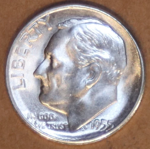 1955-S Roosevelt Dime - BU - #32288 - FREE SHIPPING Cover
