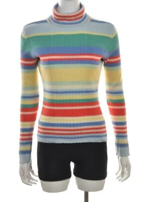 New York & Company Womens Sweater Size S Blue Striped Turtleneck Long Sleeve - Image 1 of 4