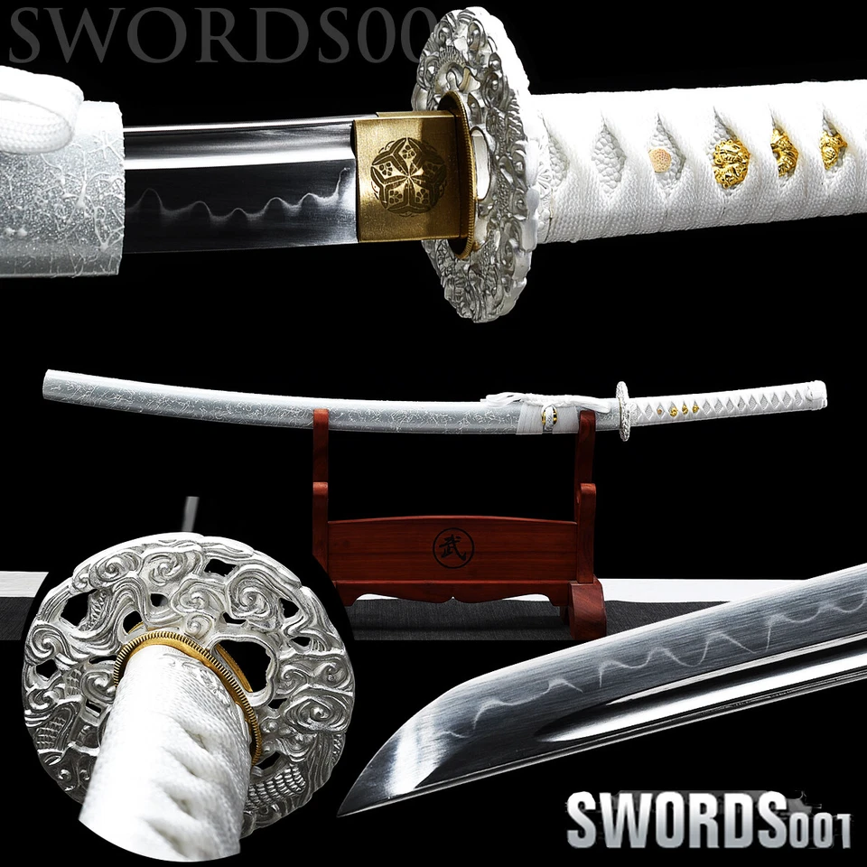 hand forged Clay Tempered Japanese Sword 银龙 Samurai Katana T10 Steel sharp blade - Image 1 of 4
