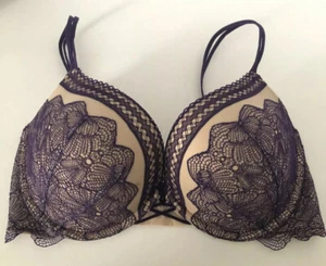 Damen Victoria Secret sehr sexy Push Up BH Größe 34 DD lila nude Spitze - Bild 1 von 6