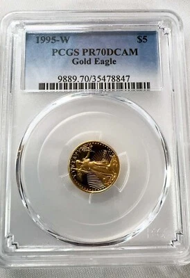 1995W $5 American Gold Eagle 1/10 Oz Gold PCGS PR70 DCAM - Image 1 of 2