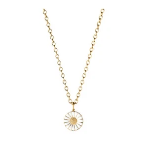 Georg Jensen. Gold Plated Sterling Silver DAISY Pendant with white Enamel - 11mm - Picture 1 of 1