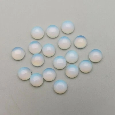 Wholesale Opal Stone Beads Charms 6mm Opalite Round CAB CABOCHON 50pcs No Holes - Image 1 of 4