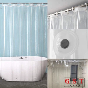 Bath Shower Curtain Bathroom Waterproof Water Mold PEVA Clear Thicken With Hook - Picture 1 of 13