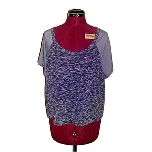 JoyLab Damen Activewear Top Größe Large blau grau Space Dye Farbblock kurz geschnitten - Bild 1 von 6