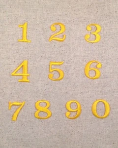1-1/4" Number - Yellow - Iron on Applique/Embroidered Patch - Picture 1 of 30