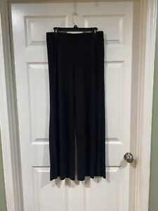 Lauren Ralph Lauren Pull On Pants Workwear Medium Black Wide Leg Elastic Waist