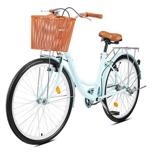 VIRIBUS 24/26Inch Ladies Woman Beach Cruiser Bike Bicycle w/ Basket Comfort Ride - Picture 1 of 12