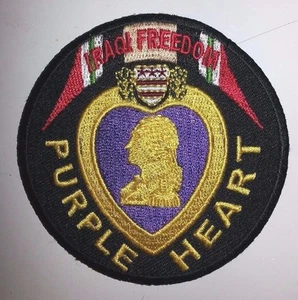 Bestickte LILA HERZ IRAKISCHE FREIHEIT Biker Patch 3" Runde Weste Jacke MC  - Bild 1 von 1