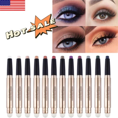 Double-head Cream Eye Shadow Pen Eyeshadow Pencil Shimmer Eyeshadow Stick US~ - Image 1 of 4