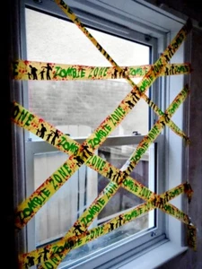 9m ZOMBIE Halloween Warning Tape Haunted House Party Decoration Bloody Caution - Picture 1 of 8