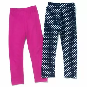 Little Girls 2 Pair Leggings Pack - (1) Pink (1) Navy Polka Dot - Size 6-6X - Picture 1 of 1