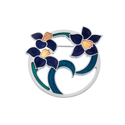 Broche Flores y Hojas Plateado Púrpura Nuevo Embalaje Regalo Foto 1 de 2