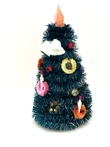 Vintage Wrapped Tinsel Christmas Tree Dollhouse Miniature Decorated Handmade 4.5 - Picture 1 of 10
