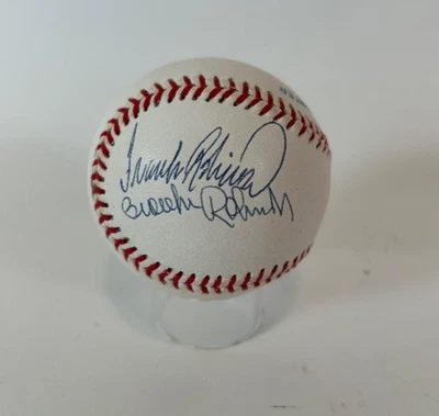 Frank Robinson & Brooks Robinson Doble Firmado Oficial Liga Americana Béisbol Foto 1 de 3