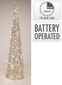 Deko-Figur PYRAMIDE ca. 60 cm LED Silberfarbig - Bild 1 von 2