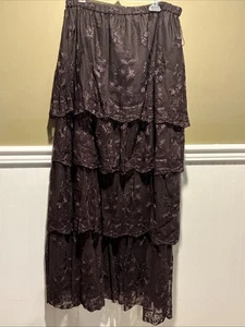 Hunt Club Boho Spitze Rüschen Maxirock Damen L Aubergine Lila Neu mit Etikett UVP $ 48 - Bild 1 von 10