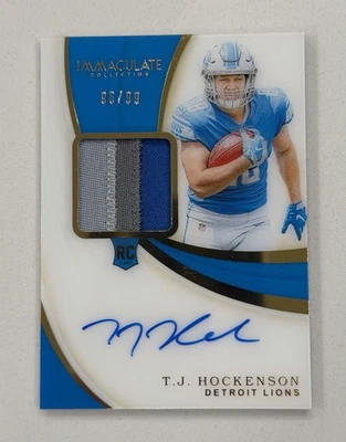 2019 Immaculate T.J. HOCKENSON 3 Color Rookie Patch Auto RPA RC /99 Vikings - Image 1 of 2