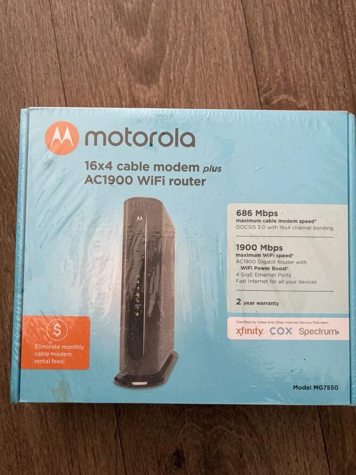 Motorola MG7550 16x4 High Speed ​​Cable Modem Plus AC1900 WiFi Router - Image 1 of 1