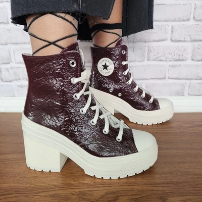 ❤️Botas Converse Chuck 70 De Luxe Tacón Arrugado Talla 9 Mujer Borgoña A13387C Nuevas Foto 1 de 4
