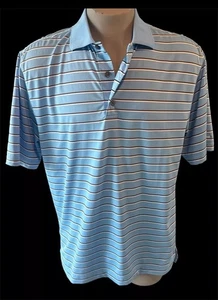 Camisa polo de golf FootJoy FJ para hombre azul/blanco a rayas manga corta talla mediana - Imagen 1 de 12
