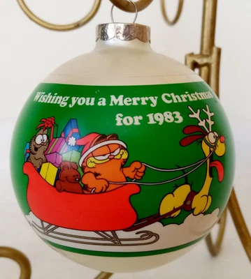 Adorno de Navidad Garfield 1983 con bola de vidrio Pooky y Odie coleccionable Foto 1 de 3