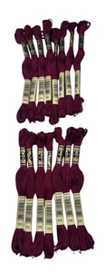 15 Skeins DMC Cotton Embroidery Floss Dark Garnet Red 814 France 8.7y Each NEW - Picture 1 of 5