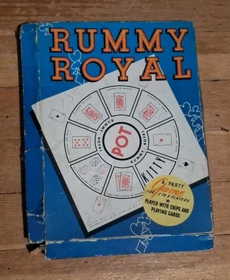 VINTAGE 1937 Rummy Royal Game 2 Mats & Box Large 30"x30" Whitman 1 Fair 1 Good - Image 1 of 4