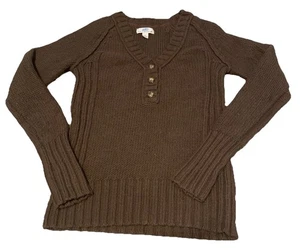 Jrs. Medium Y2K SO Wear It Declare It Sweater Brown Button  Pullover 1026 - Picture 1 of 8