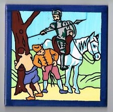 Don Quijote Quixote Scene 1 Vintage Spanish Handpainted Tile Spain Cedolesa