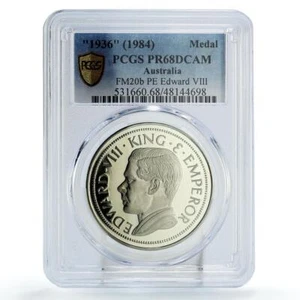 Australia Edward VIII CROWN PATTERN FM20b PR68 PCGS CuNi medal coin 1936 1984 - Picture 1 of 2