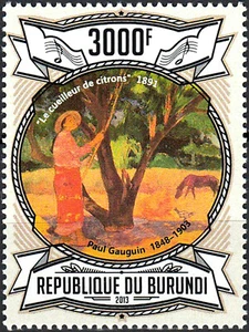 Burundi nuovo di zecca Gauguin pittore dipinto del raccoglitore di limoni albero limone - Foto 1 di 1