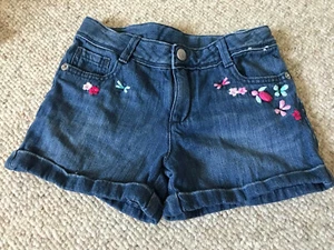 Gymboree Blue Denim Embroidered Flower Bead Shorts Girls 7 - Picture 1 of 7