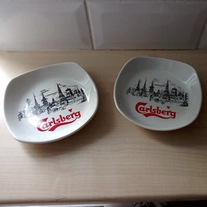 Pair of Vintage Carlsberg Copenhagen Printed Porcelain Ashtrays - Picture 1 of 8
