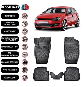 Floor Mats Liner Fits Volkswagen Polo 6R (2009-2017) Waterproof 4D 4pcs - Picture 1 of 5