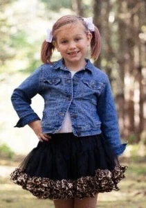 Black Fluffy Tulle Tutu With Leopard Trim - Picture 1 of 10
