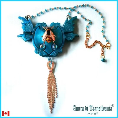 Collar de Lujo Joyería Dije Cristales Colgante Talismán Mujer Flor Nido de Abeja Foto 1 de 4